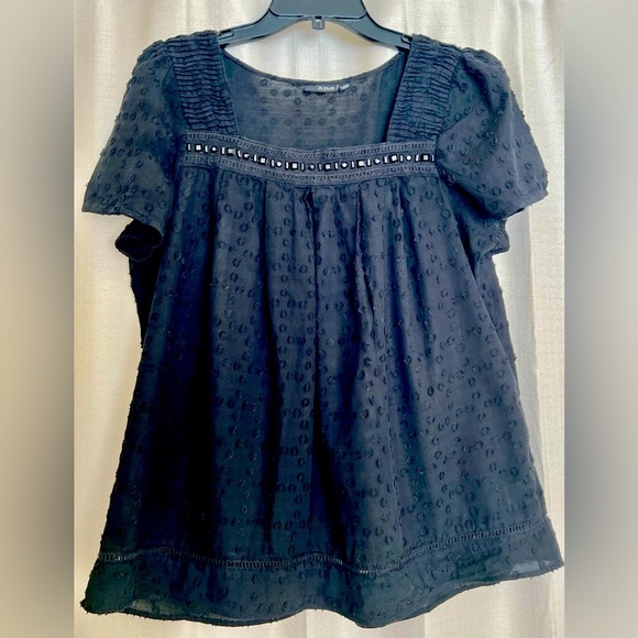 a.n.a Black Swiss Dot Beaded Blouse – Size XL - Picture 1 of 5